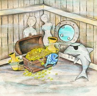 Ilustracion del cuento : el pez escamas (editorial circulo rojo) tecnica:acuarelas